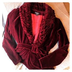 Trashy Diva Burgundy Silk Velvet Opera Jacket